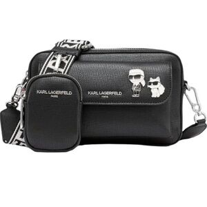 Karl Lagerfeld Black Belt Bag with Iconic Details